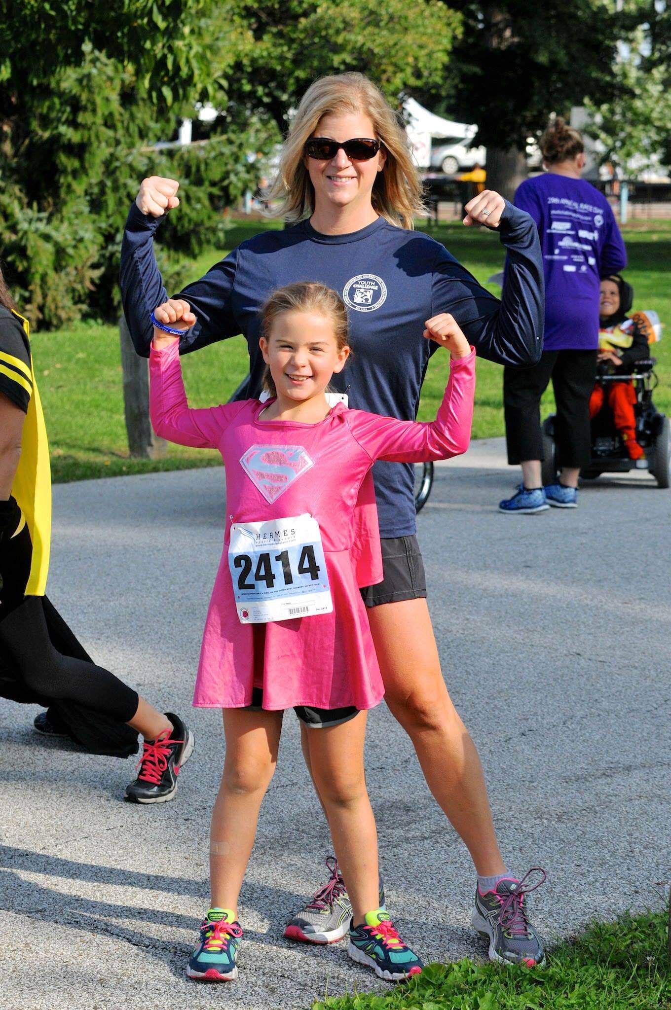 Sharon with daughter Lucy at the YC Superhero Dash.